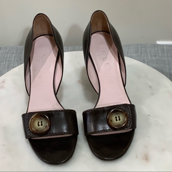 Celine Sandals with Button, Brown 36B - Picture 1 of 4